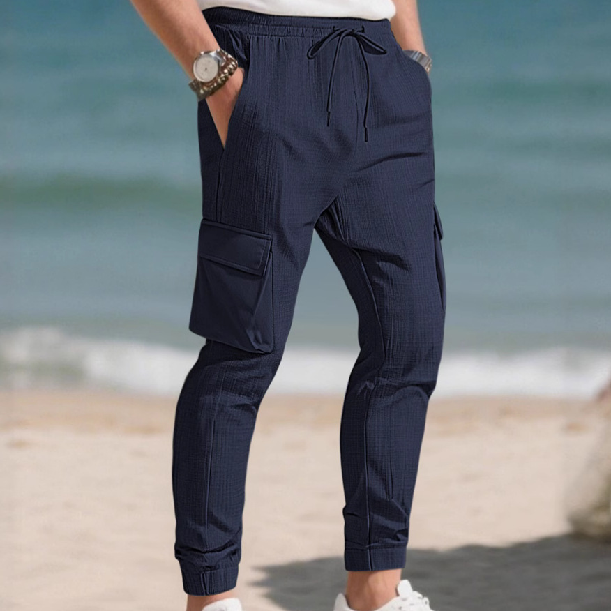 New European And American Fashion Cargo Pants Sports Casual Personality Trend Drawstring Multi-pocket Export Essential Pants Long Pants For Men