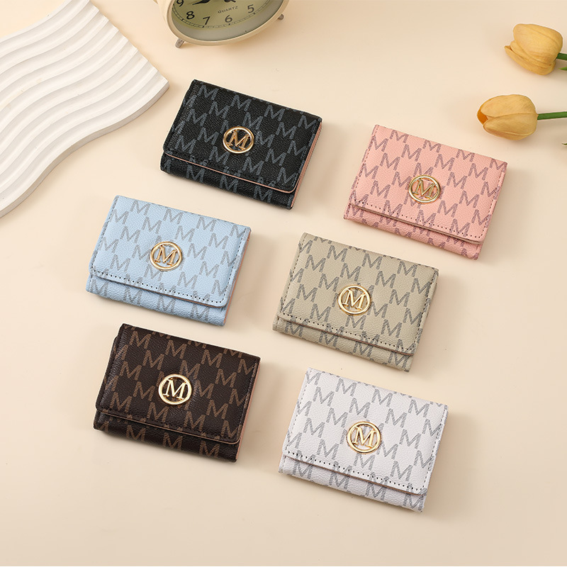 Ladies Short Wallet, New Tri-fold Card Holder, Vintage Classic Printed Coin Purse, Fashionable Ins Portable Stylish Card Wallet, Multifunctional Light