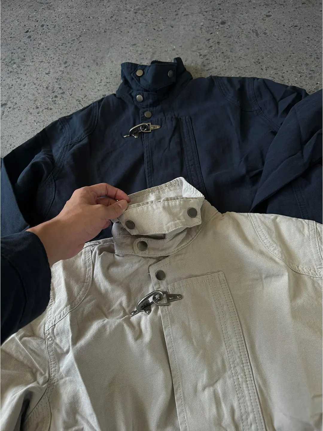 American Vintage 90s Harajuku button Streetwear Hooded Sweatshirt Casual Aesthetic Grunge Jacket Y2k Stand Neck Outfit Outerwear C260325