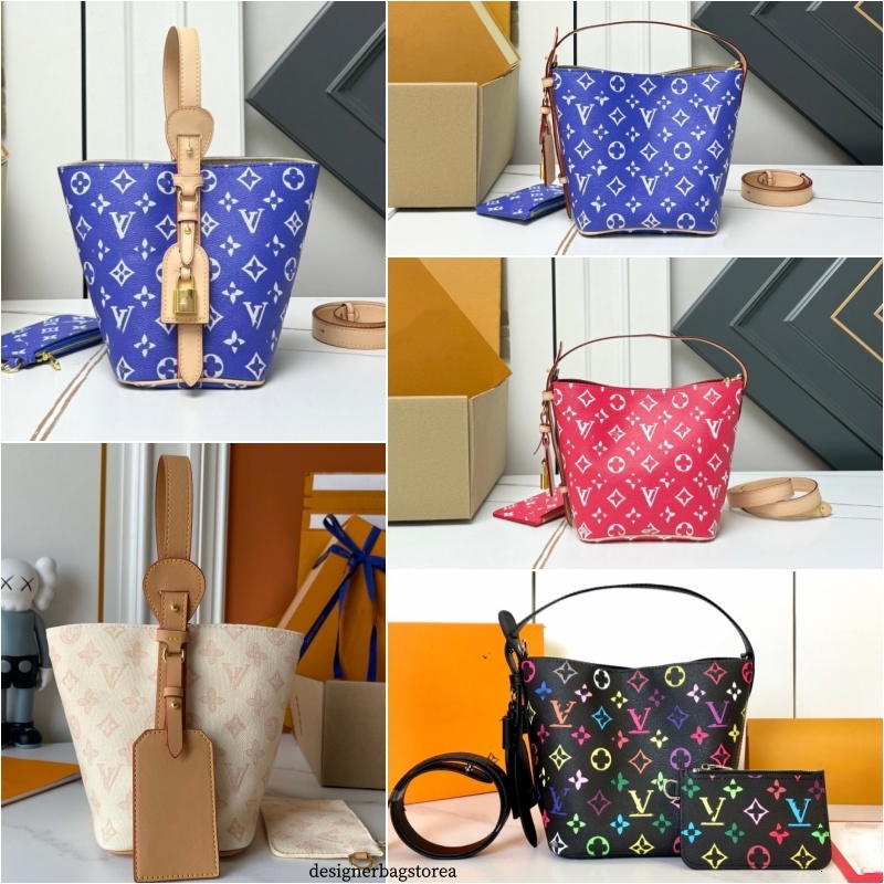 All In BB Mini Bucket Crossbody Bag Luxury Leather Canvas Monogram Shoulder Bag Top Handle Clutch Purse Women designer Eembossing Tote bag Wallets 16x18x12cm