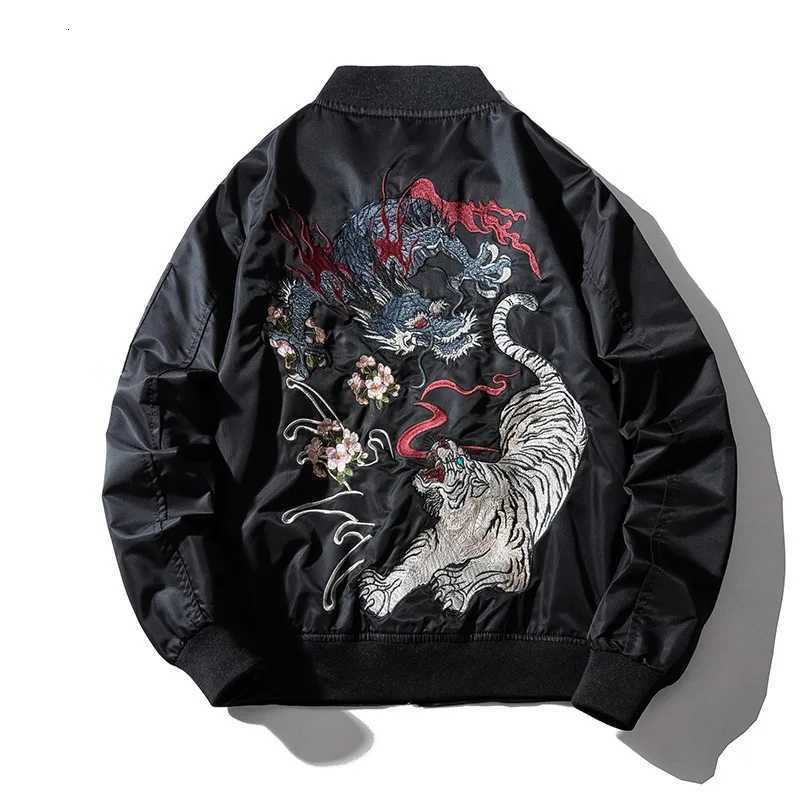 Embroidery Mens Bomber Jacket Dragon Tiger Autumn Winter Pilot Jacket Men Hip Hop Japanese Baseball Youth Jacket Streetwear Male C260325