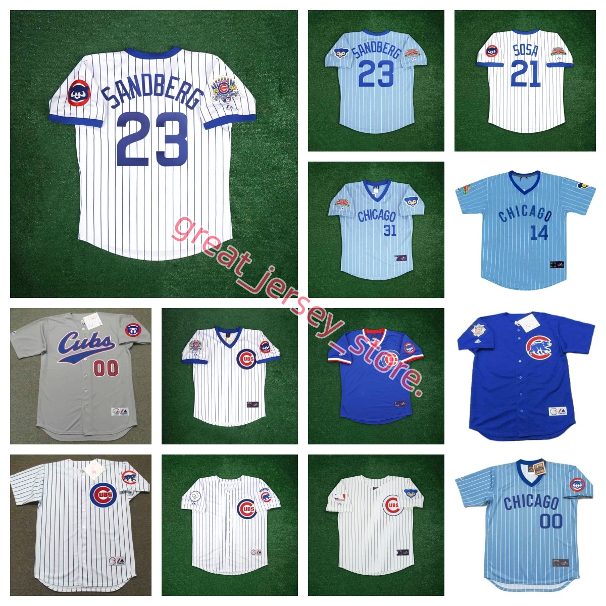 Chicagos Cubs Throwback baseball jersey Sammy Sosa 21 Greg Maddux Anthony Rizzo Mark Grace Ron Santo Kerry Wood Anthony Rizzo Andre Dawson Sandberg Ernie Banks S-4XL