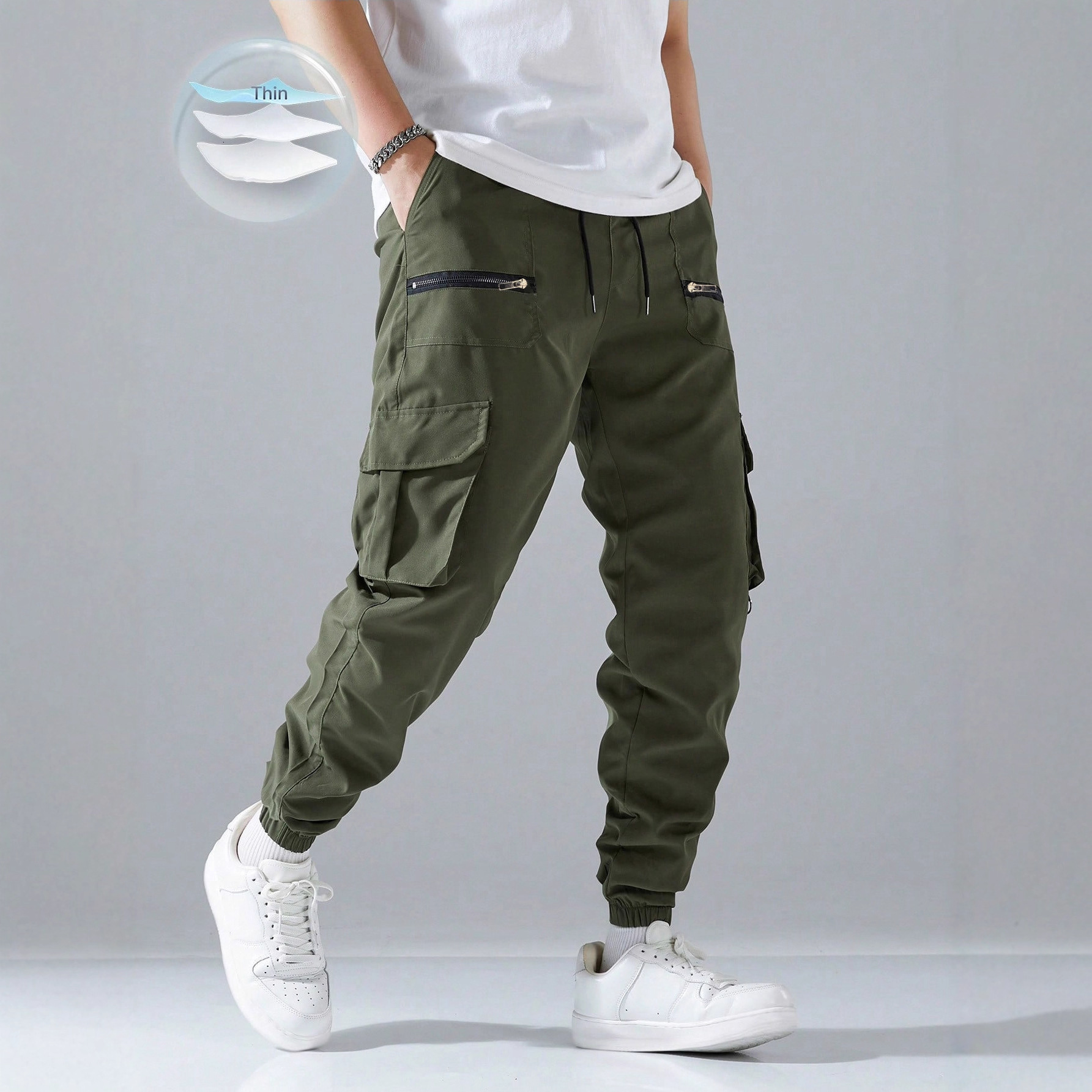 Autumn New Style Jogger Cargo Pants For Men Trendy Versatile Outdoor Essential Pants Multi-pocket Pants Men Summer Thin Casual Sports Pants