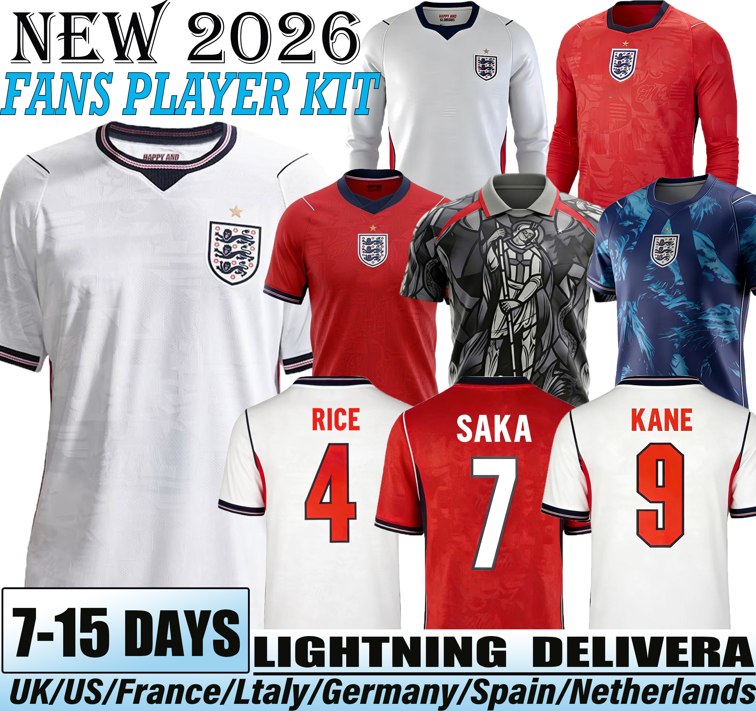 2026 england football shirt World Cup Kit KANE Soccer Jersey SAKA PALMER RICE FODEN kids Women Goalkeeper England world cup 2026 football kit