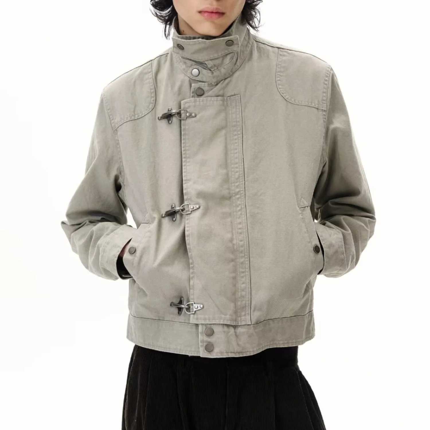 2026 Harajuku Retro Black Gothic High Street Airplane Button Jacket for Men and Women Korean Fashion Retro Casual Jacket C260325