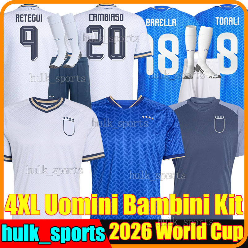 4XL Italy 2026 World Cup soccer jerseys Italia RETEGUI RASPADORI FRATTESI CAMBIASO TONALI DI LORENZO ESPOSITO DIMARCO DONNARUMMA men kids kits sets football shirts
