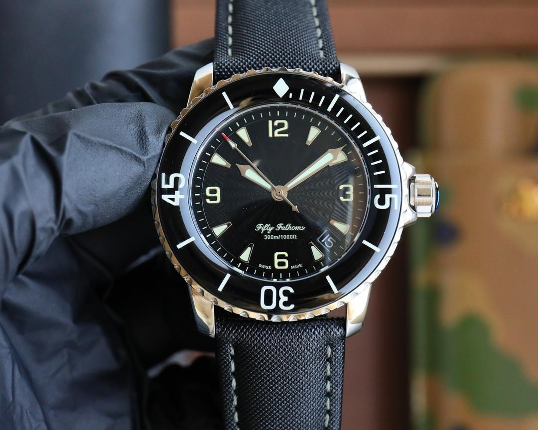 fifty fathoms watch blancpaine watches 5A high quality automatic menchanical movement uhren chrono menwatches fabric strap date montre luxe watchbox D2FF