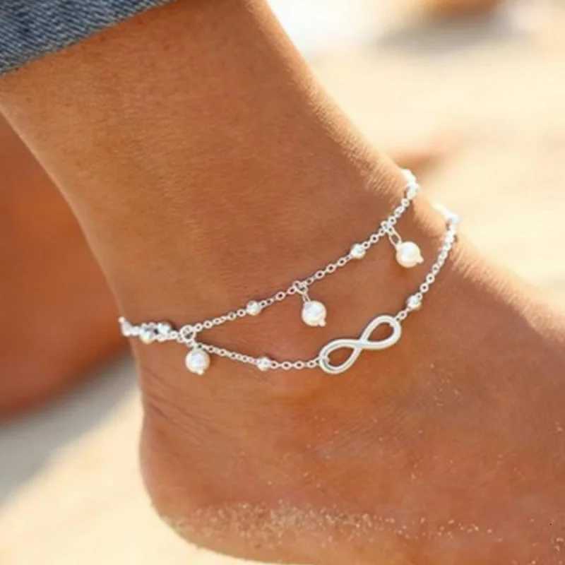 Boho Silver Plated Shiny Chains Anklet for Women Girls Friendship Beach Foot Jewelry Leg Barefoot Tobillera De Prata H260325 - view 6