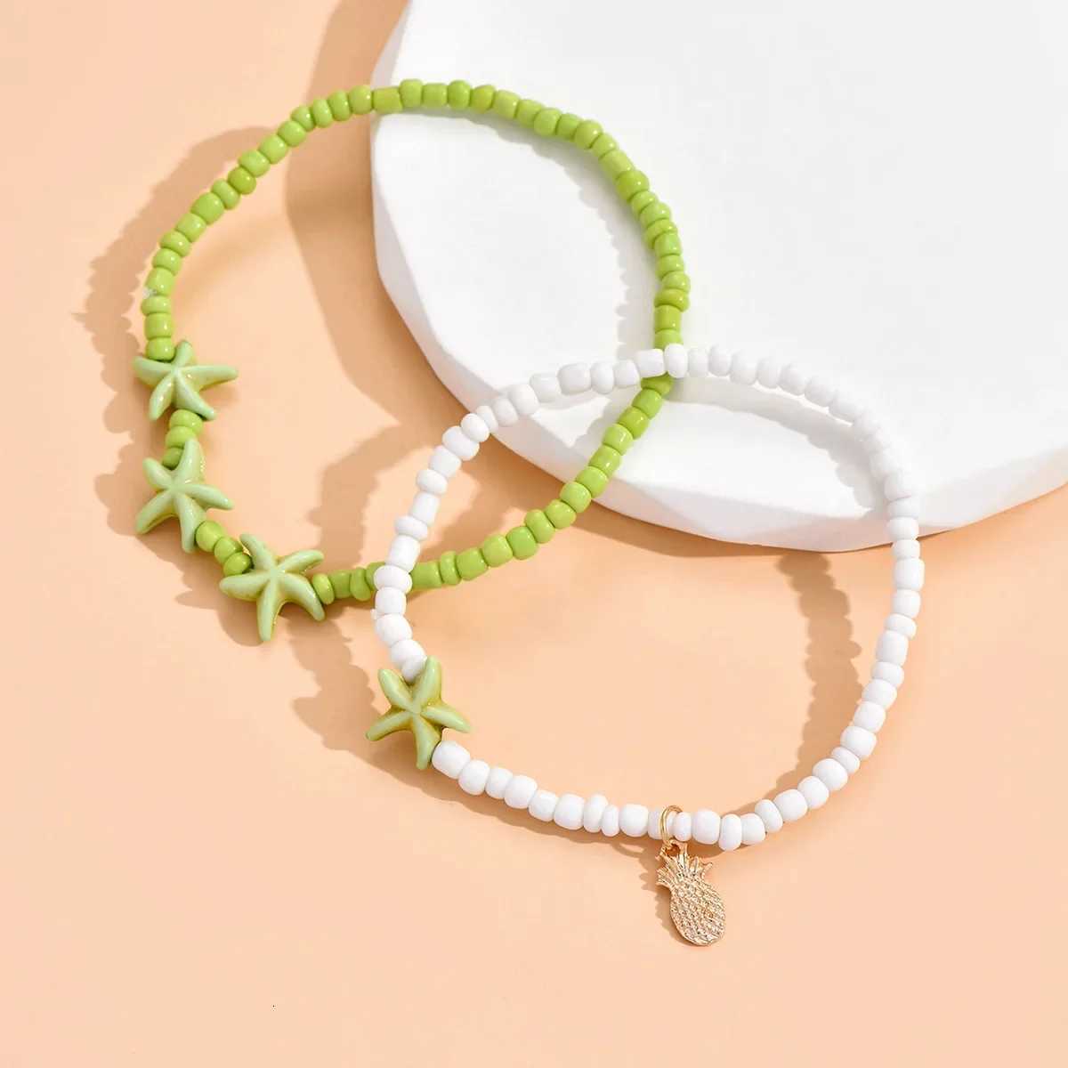 2024 New Boho Starfish Stone Beaded Double Layer Anklets for Women Charm Pineapple Pendant Summer Beach Jewelry Accessories Gift H260325 - view 3