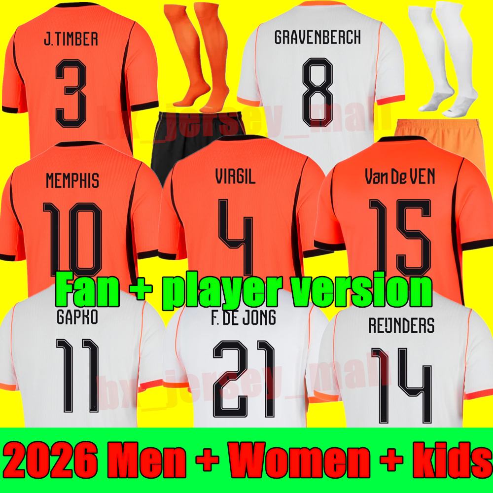 2026 Netherlands World Cup Virgil Soccer Jersey 26 27 Memphis F.de Jong Xavi Gakpo football Shirt Frimpong De Ligt Gravenberch Women Men kids kit Fans player version