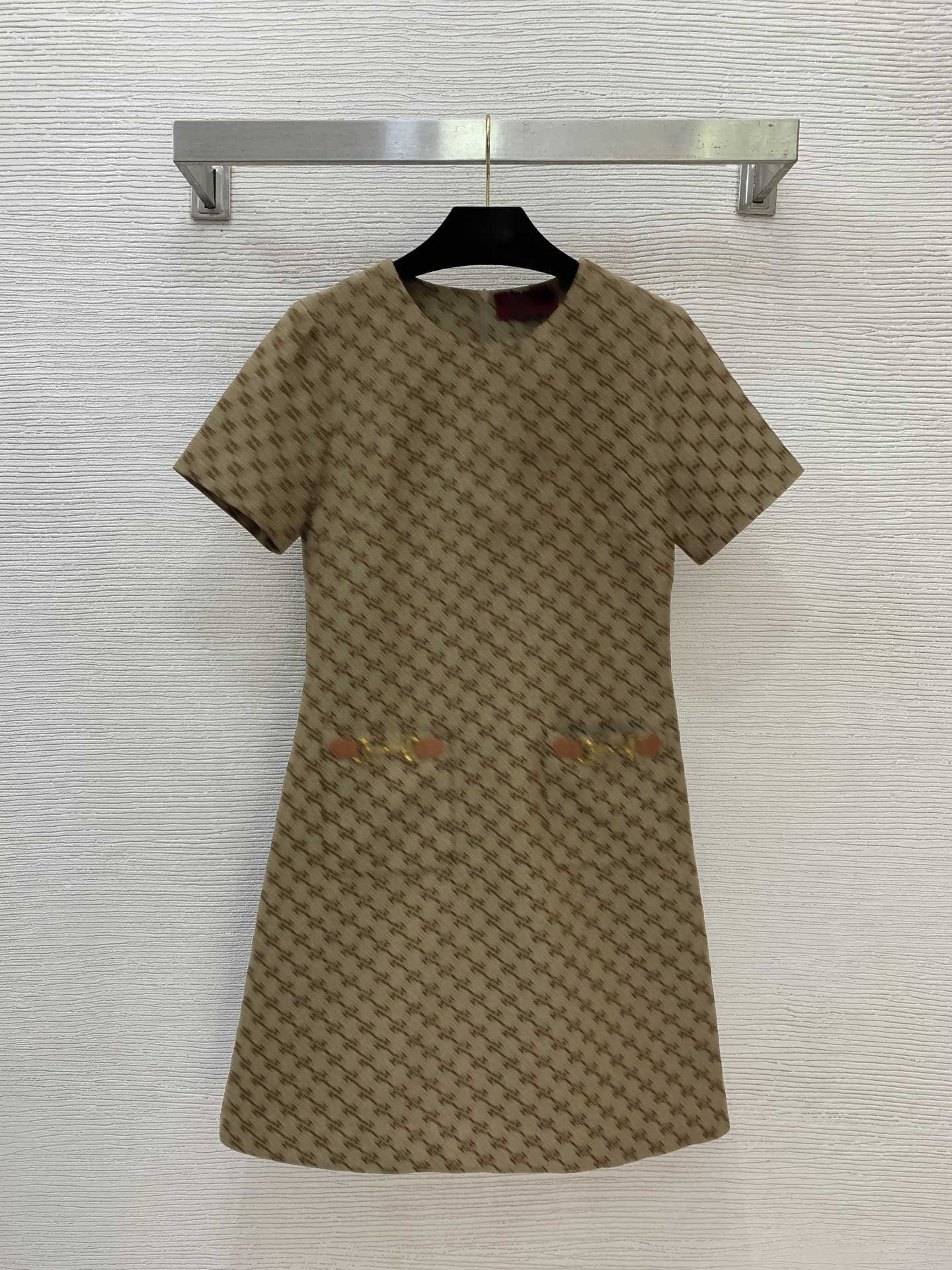 Luxury Dresses Designer Dresses Women Clothes High-end Fabric Lettered Jacquard Horsebit Decoration Double Pocket A-shaped Round Neck Short-sleeved Dress Summer