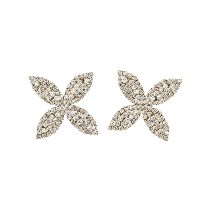 Silver needle diamond-studded flower European and American cross-border unique exaggerated earrings, light luxury high-end earrings with a niche desig - view 9