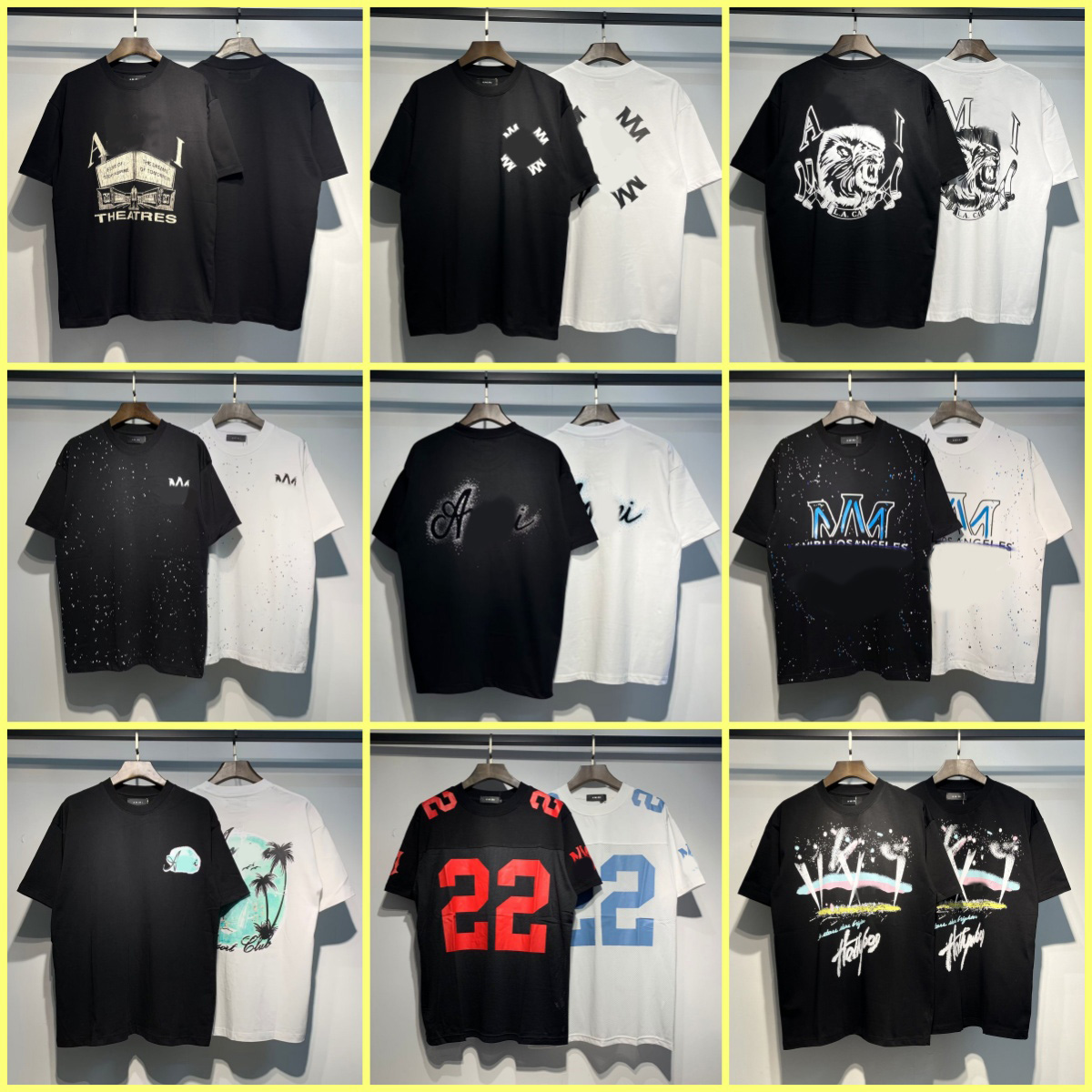 Amiriclothing9 y2k shirt summer round neck men shirt designer t shirt mens womens fashion streetwear graphic tee man loose fit shirts s-xl dh28