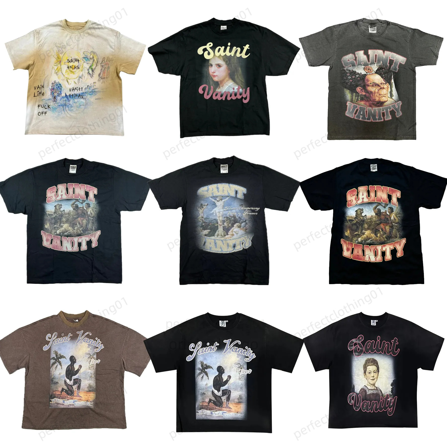 Saint Vanity Shirt Global Collection 26Ss Summer High Quality Cotton Saint Vanity Of Washed Vanityv Short-Sleeves 8fd