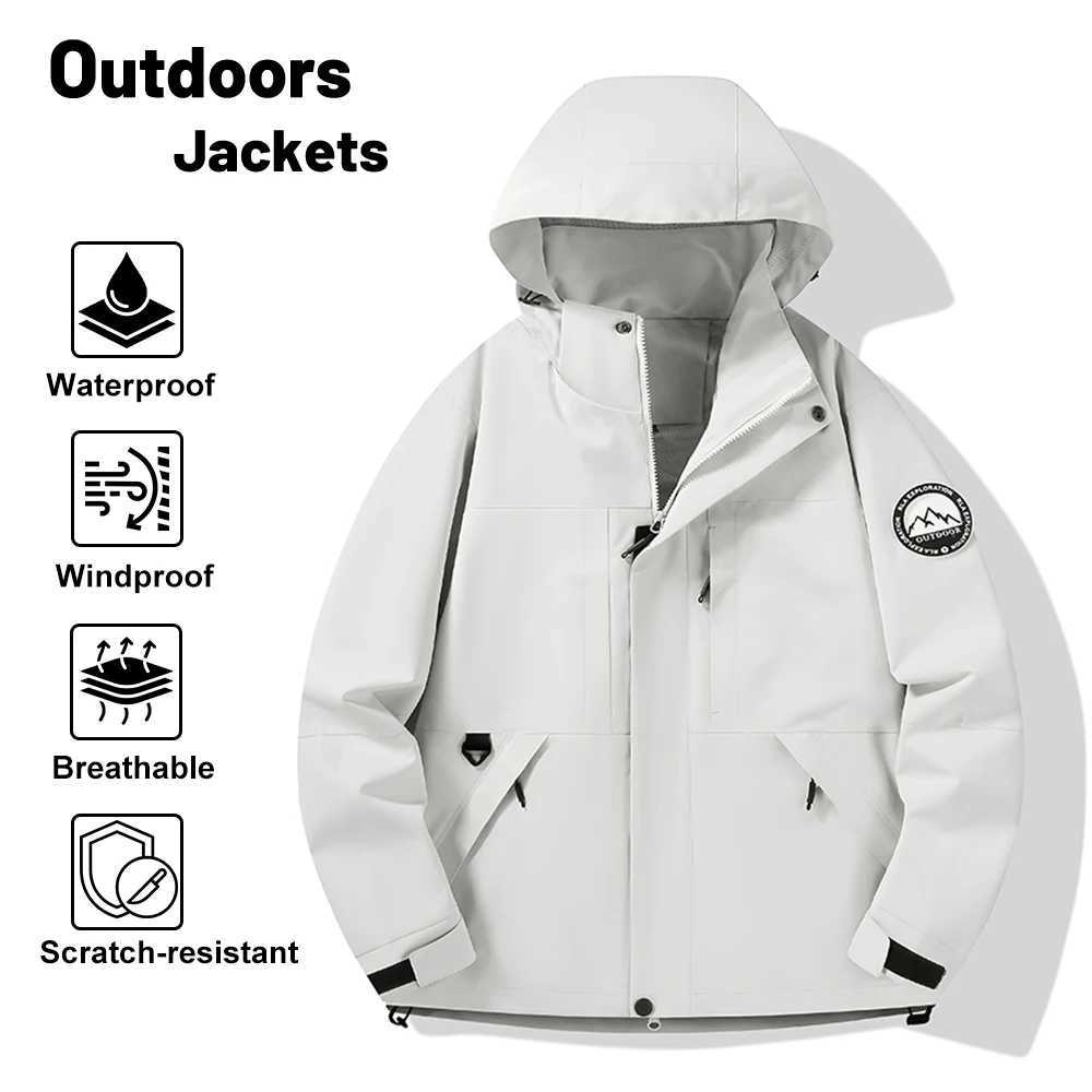 Upgraded Lotus Leaf Fabric Windbreaker - Mens Womens Lightweight Waterproof Loose Fit Hooded with Detachable Sleeve M260325