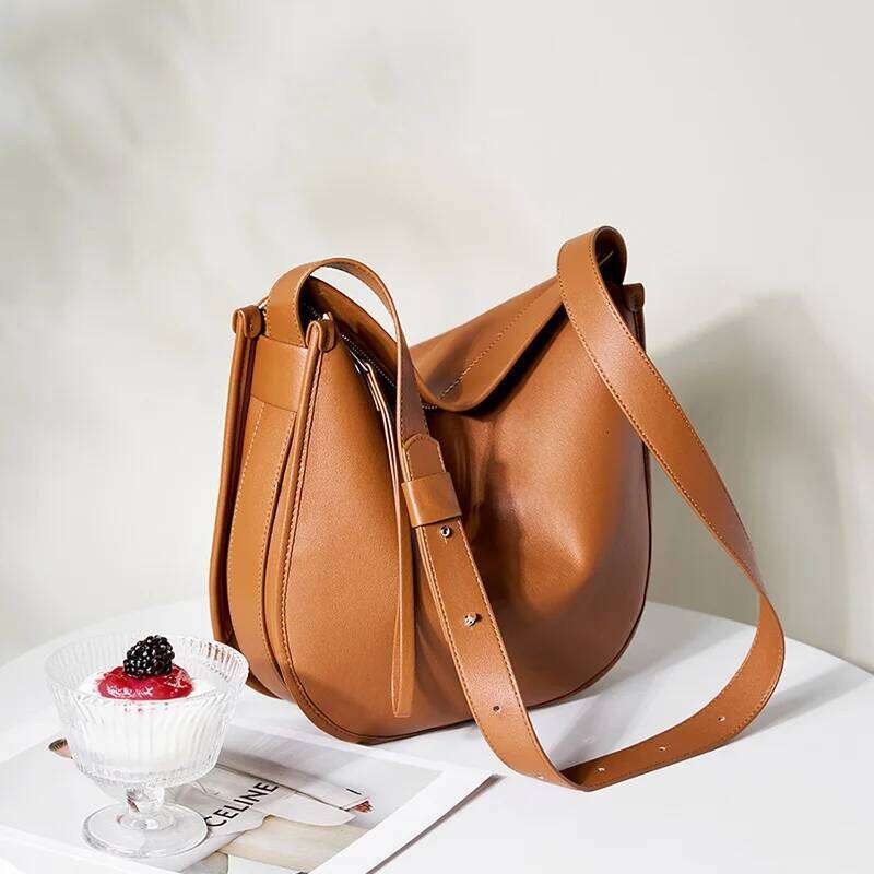 Zency Women Brown Soft Leather Fashion Girls Handbag Luxury Shoulder Large Capacity Hobo Bag Satchel QIBALIANGPIN