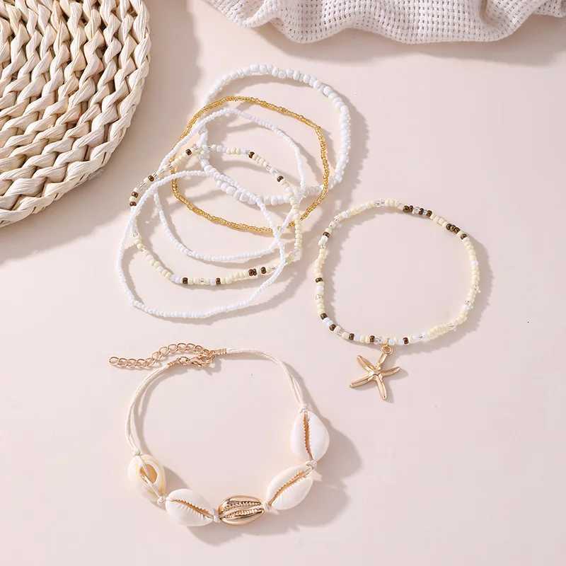 7pcs/set Bohemian Shell Starfish Beaded Anklet Set Multi-Piece Beach Jewelry for Women H260325 - view 5