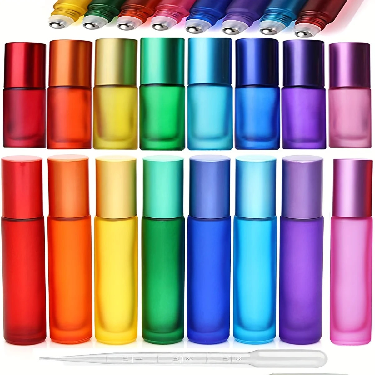 High-grade Colorful Frosted Roll on Bottles Thick Glass Massage Roller Bottles Tube Vials Containers for Essential Oils Aromrap 260318