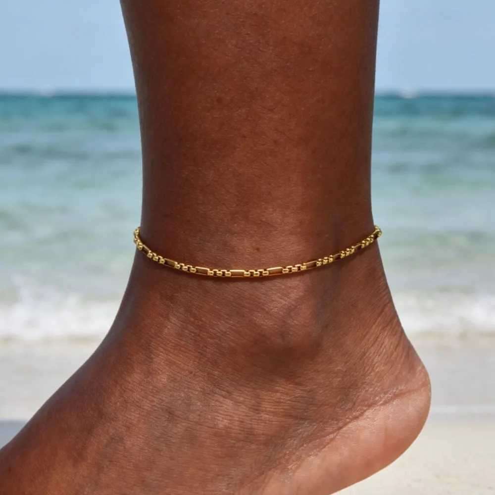 Stainless Steel Womens Anklets 18K Gold Plated Waterproof Foot Jewelry Adjustable Chain Ankle for Beach Jewelry H260325 - view 3
