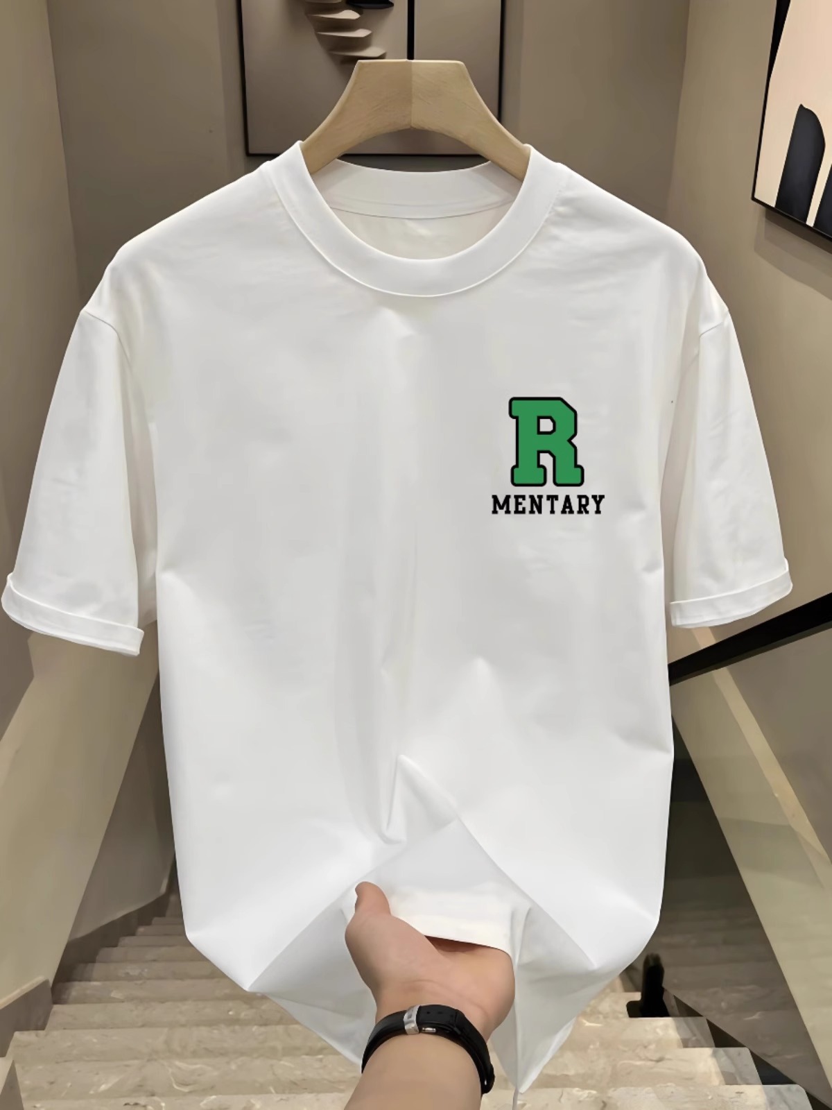 2026 New Arrivals Men's Trendy Letter R Graphic T-Shirts | Versatile Casual Slim-Fit Crew Neck Short Sleeve Tops