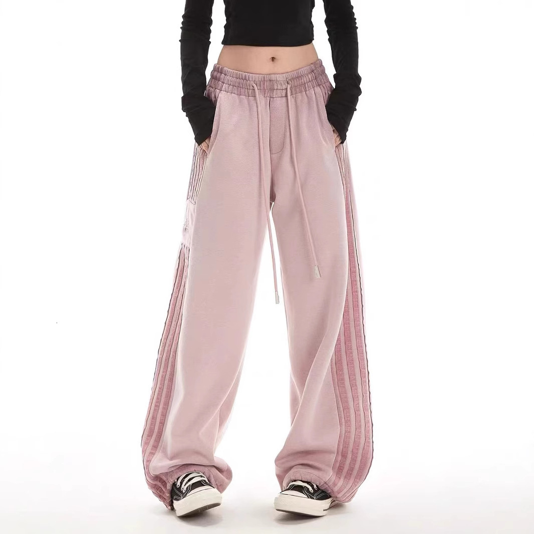 Original Hemming European and American New Style Plus Size Striped for Women Autumn Loose Straight Casual Pants Sweatpants