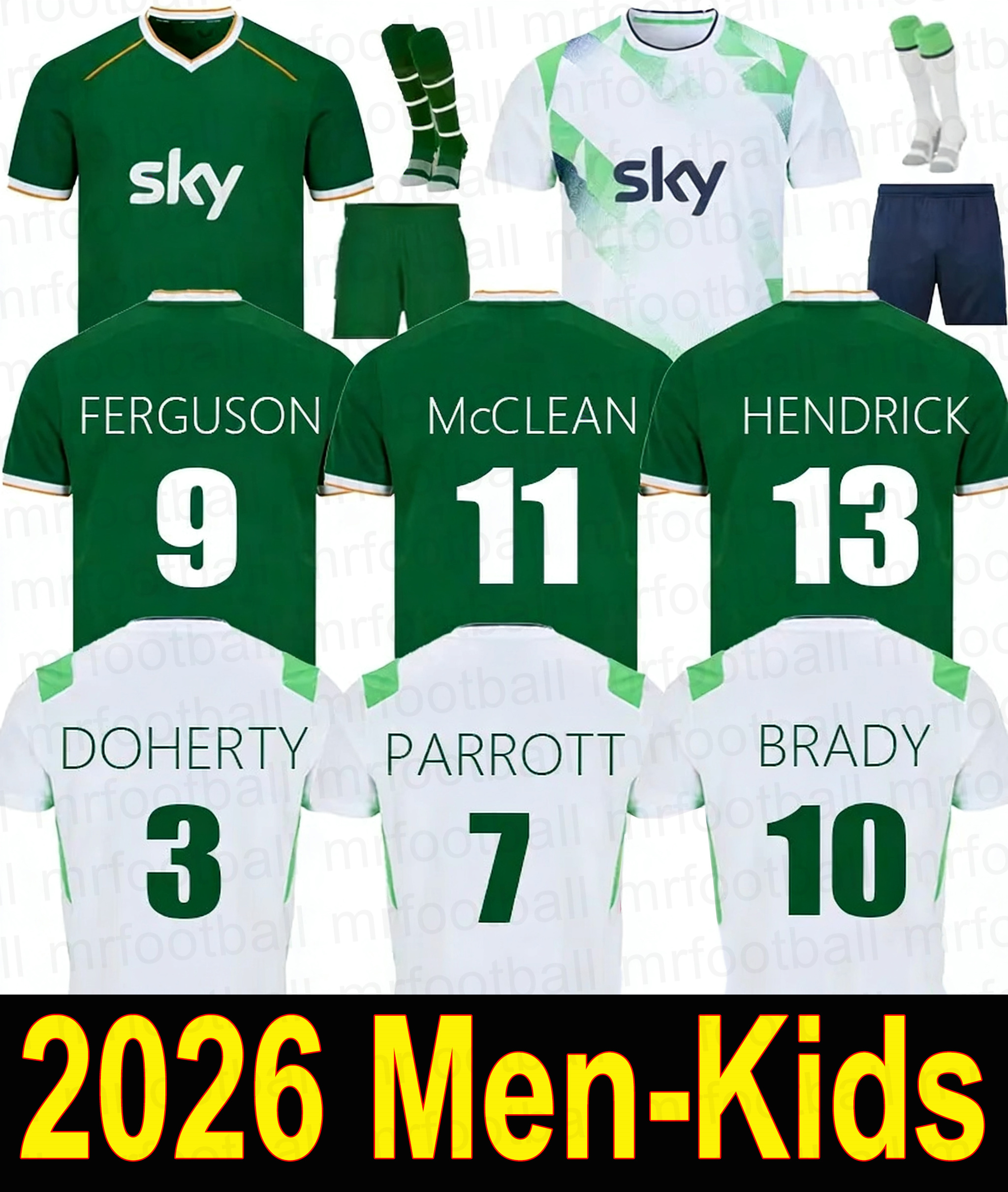 Ireland football shirt 2026 Soccer Jerseys Home Away Kit PARROTT FERGUSON NOONAN COLLINS 25 26 MCCABE Irish top men kids sets