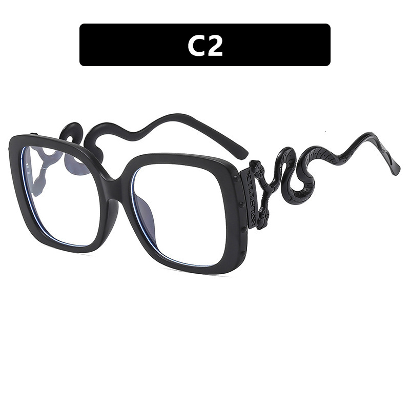 Luxury Brand Designer Sunglasses Square Snake Large Frame Non-Prescription Glasses 2025 New Anti-Blue Light Glasses Frame European And American Women&
