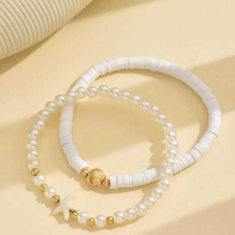 Bohemian Metal Shell Starfish Simulated Pearl Chain Anklet Set for Women Stackable Anklet Barefoot Beach Jewelry Gift H260325 - view 4