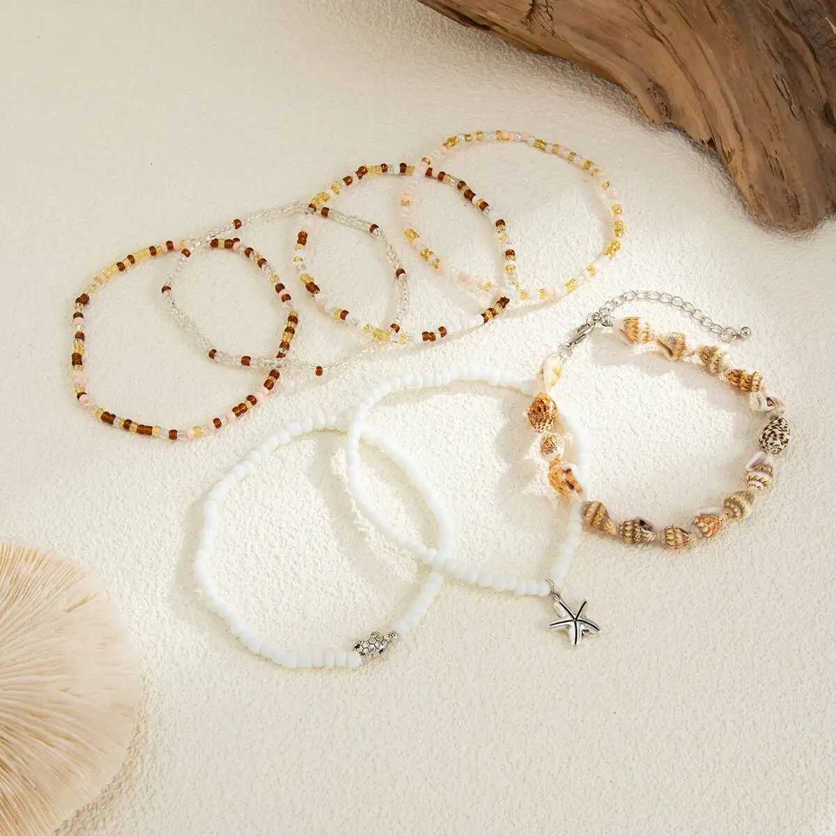 Ingemark Y2K Boho Starfish Conch Pendant Anklet for Women Summer Beach Vintage Rice Beads Ankle Barefoot Chain Foot Jewelry Set H260325 - view 7