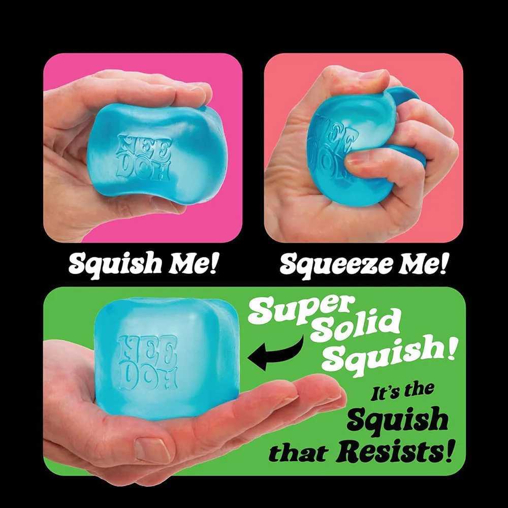 Schylling NeeDoh Nice Cube Sensory Squeeze Toy with Super Solid Squish Stress Relief Anxiety Sensory Tool - 225 Cube C260325 C260327