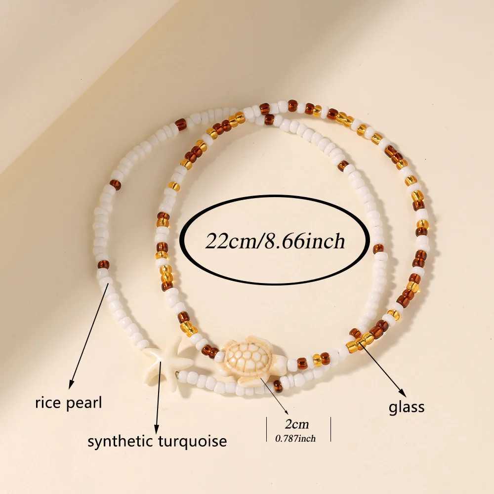 2Pcs Starfish Turtle Charm Anklet Set For Women Bohemian Summer Beach Ankle Elastic Chain on Leg Vacation Jewelry H260325 - view 5
