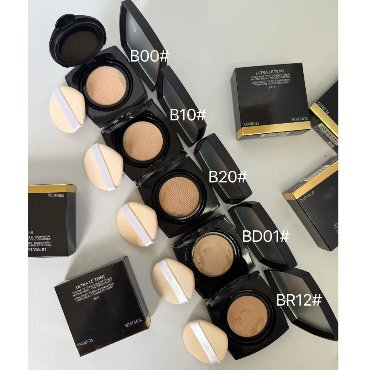 Face Powder Primer Foundations 12g ULTRA LE TEINT Longwear Touch Foundation Hydration Flawless Finish B10 B20 BD01 BR12 4color Natural Face Cosmetics