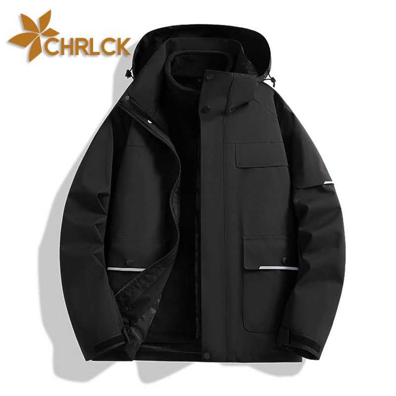 CHRLCK Mens Waterproof Hiking s Large Size Fleece 3 IN 1Camping Women Windproof Fishing Skiing Thick Windbreaker M260325