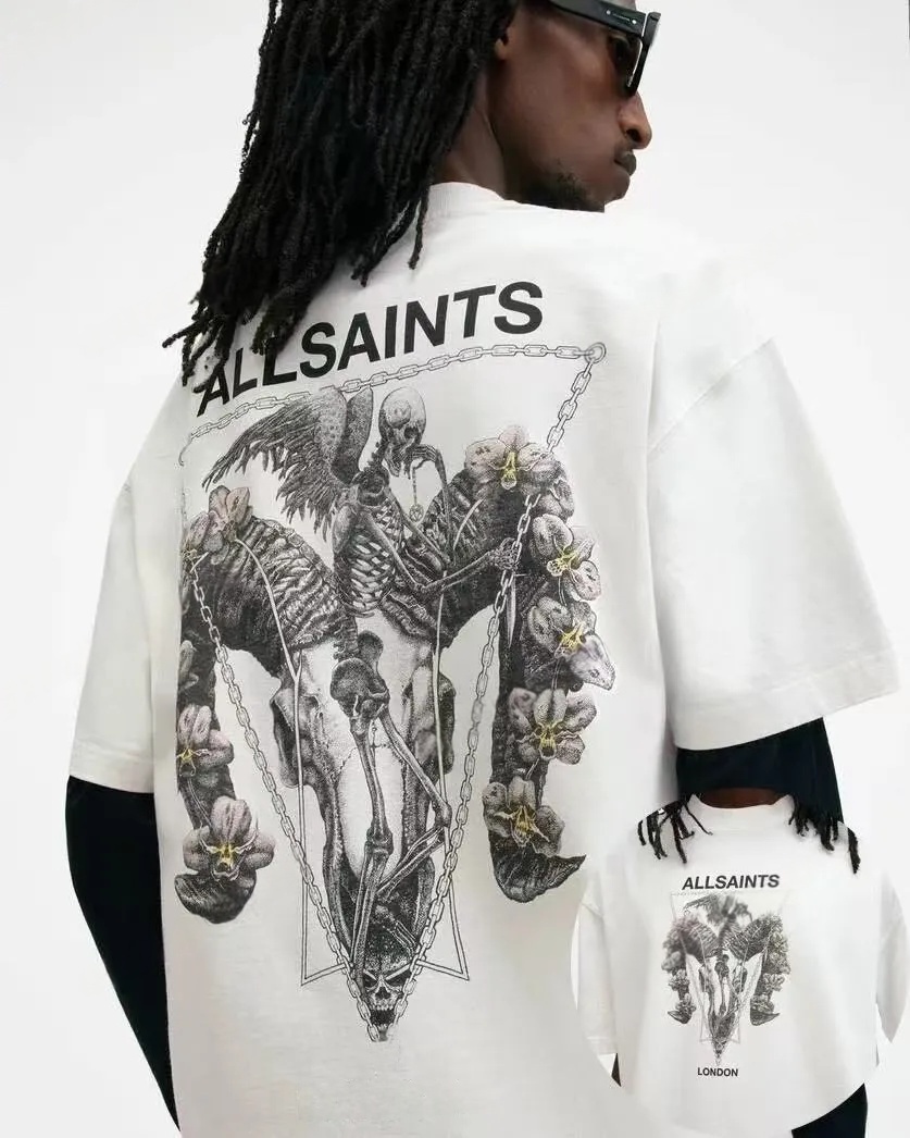 All Saints Men's Desiner T-Shirts High Street Vintage Letter Casual Loose Streetwear Allsaint t shirt Oversized Luxury Brand Summer Printed Top