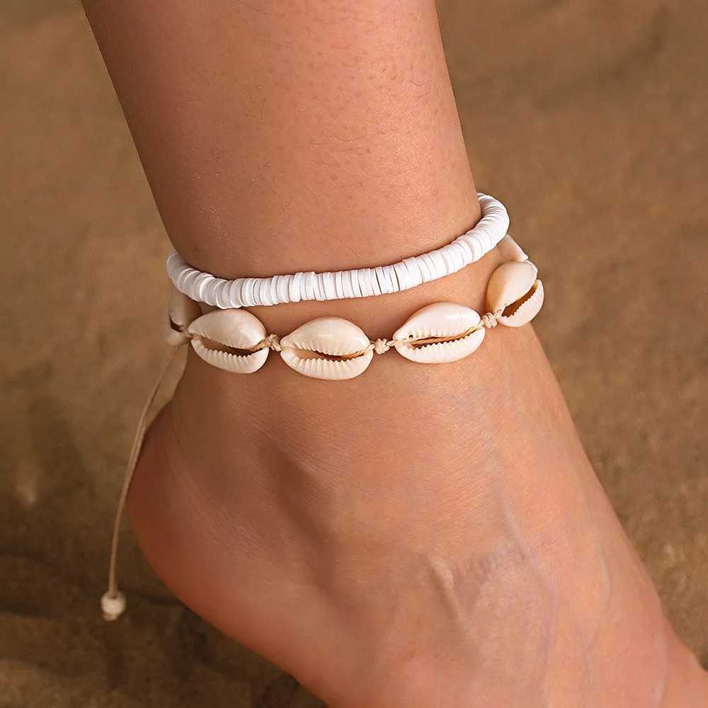 White Turquoise Beaded Chain Starfish Pendant Ankle Summer Charm Sandals Barefoot Beach Foot Bridal Jewelry H260325 - view 3