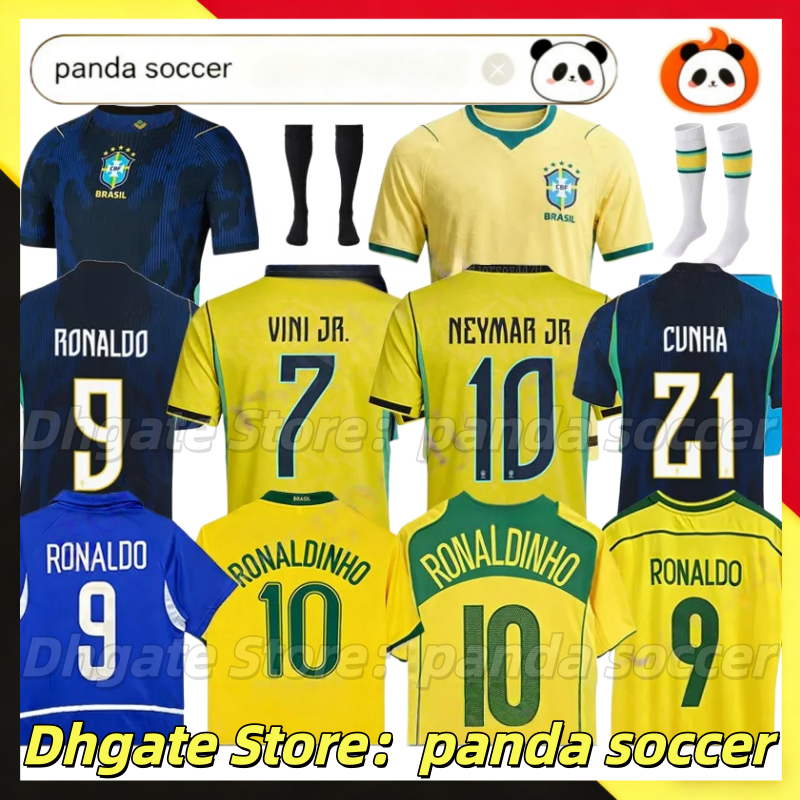 brazil World Cup 2026 jersey Brasil Soccer Jerseys Retro Football tops Shirt VINI JR CUNHA PELE Vintage NEYMAR Ronaldinho camisa de futebol Kids kit maillot foot Kit