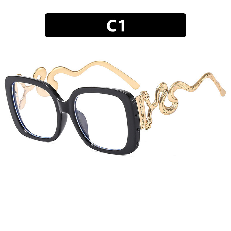 Luxury Brand Designer Sunglasses Square Snake Large Frame Non-Prescription Glasses 2025 New Anti-Blue Light Glasses Frame European And American Women&