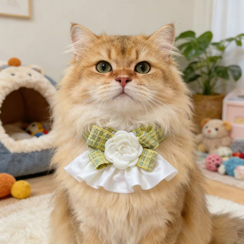 Pet Collar Bib Drool Towel Camellia Style Cute Design Soft Comfortable Decorative Neck Accessory For Dogs And Cats