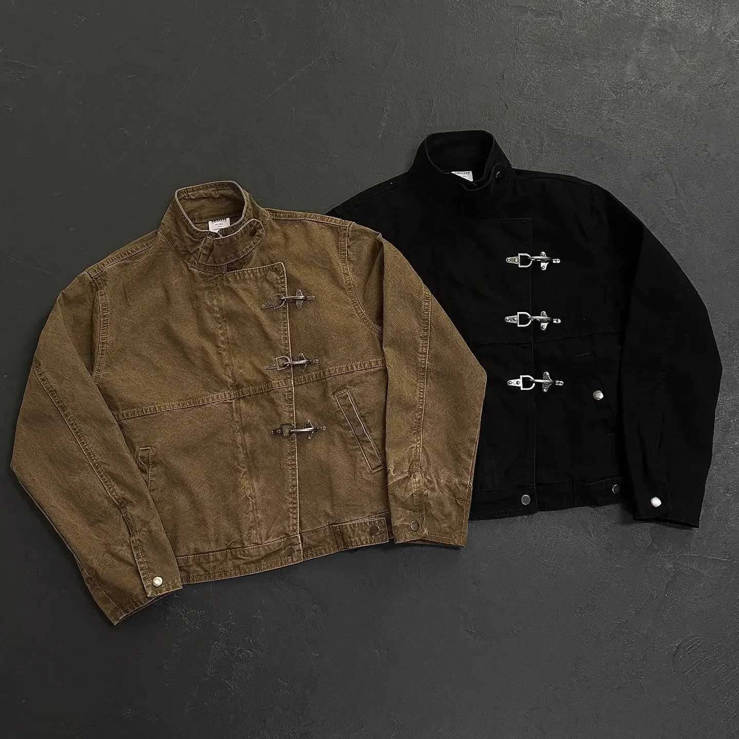 Airplane Button Jacket Work Jacket 2025 American Harajuku Men Personalized Splicing Korean Fashion Vintage Casual Jacket C260325