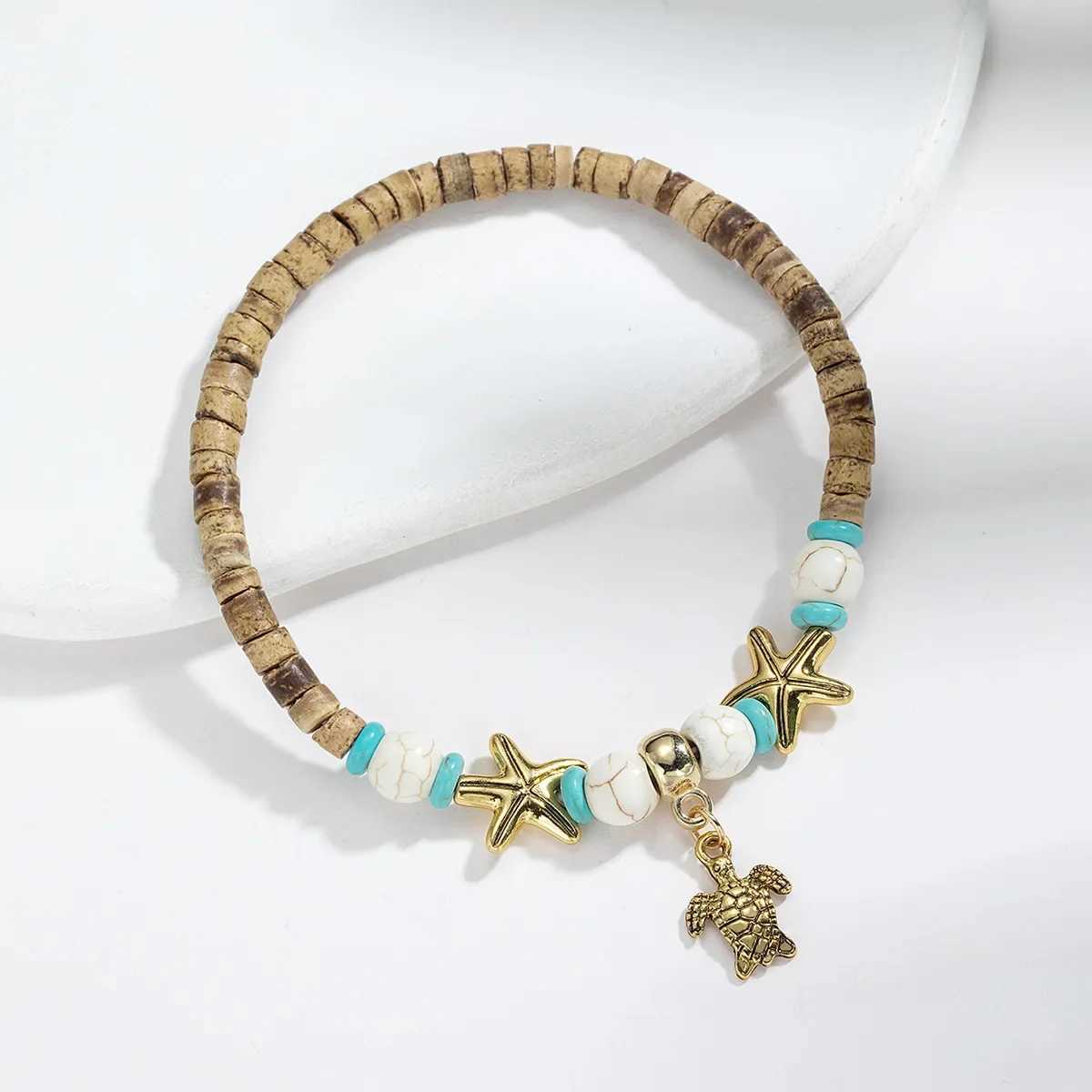 Bohemia Beach Sea Turtle Shaped Charm Beaded Anklets for Women Starfish Ankle Woman Sandals Leg Chain Foot Jewelry H260325 - view 7