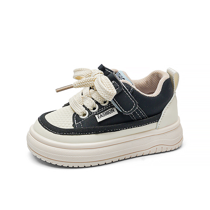 Kids Fashion Sneakers Black Beige Easy On/Off Toddler Shoes Lightweight Breathable Non-Slip Kids Walking Shoes for Play & School Free shipping