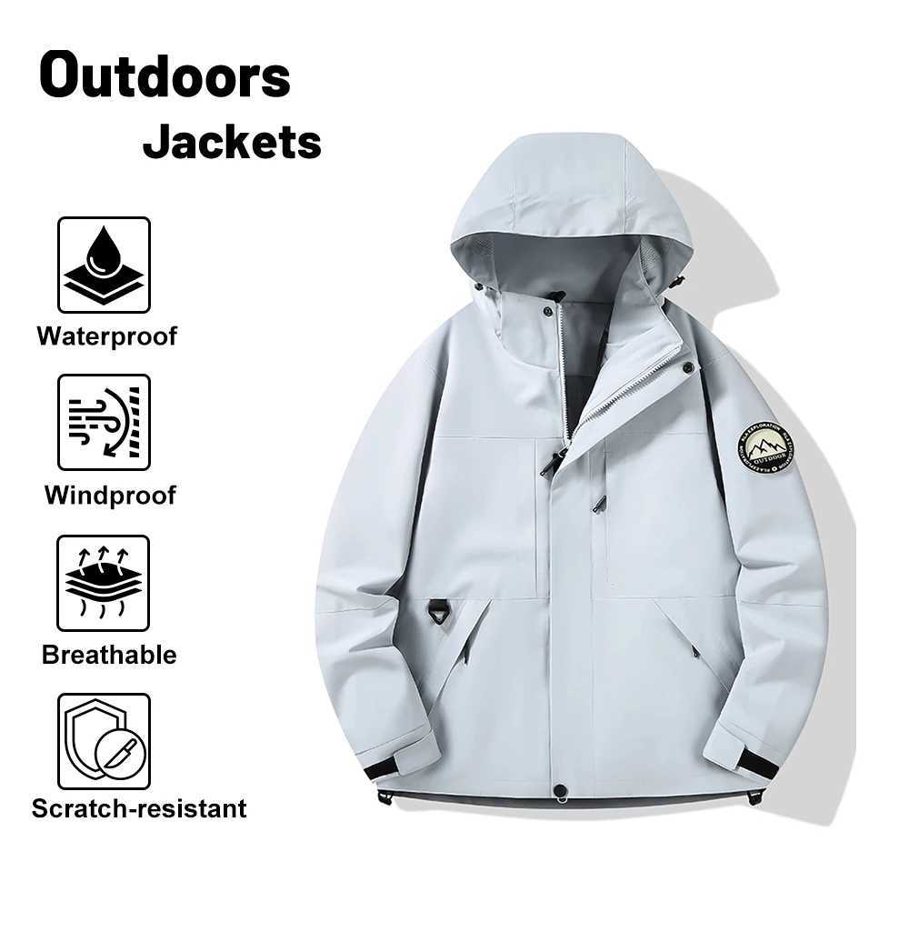 Upgraded Lotus Leaf Fabric Windbreaker - Mens Womens Lightweight Waterproof Loose Fit Hooded with Detachable Sleeve M260325