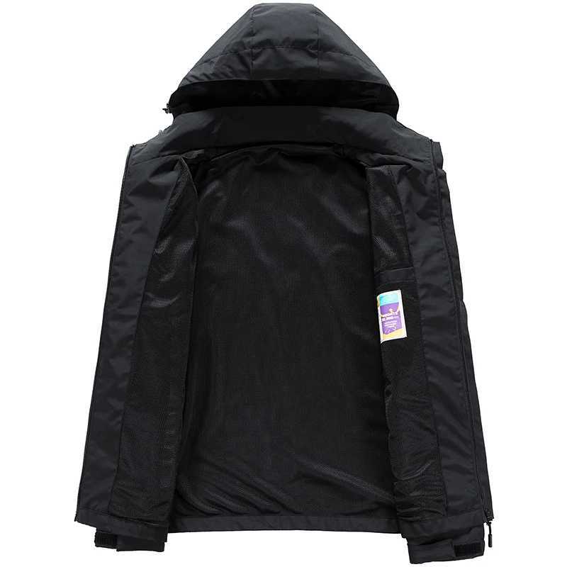 Men Outdoor Casual Sports Spring Autumn Waterproof Windproof Coat Detachable Hood Lightweight Hiking Trekking Softshell M260325