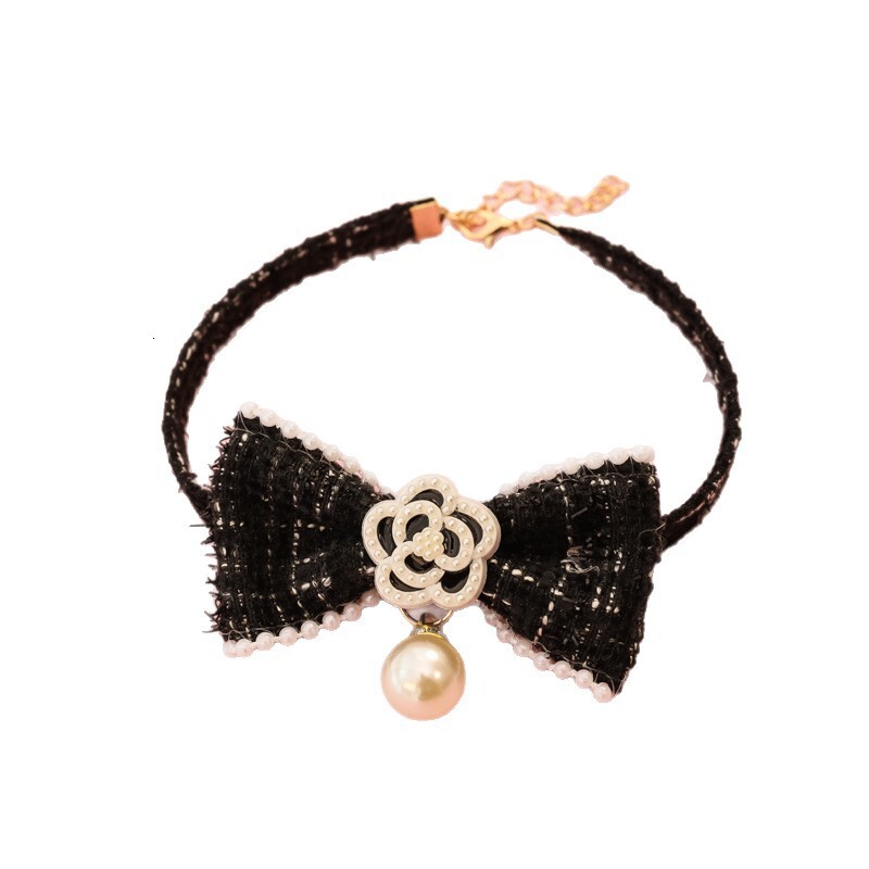 Pet Collar Pearl Camellia Bow Rose Flower Decor Princess Style Luxury Elegant For Kittens And Small Dogs