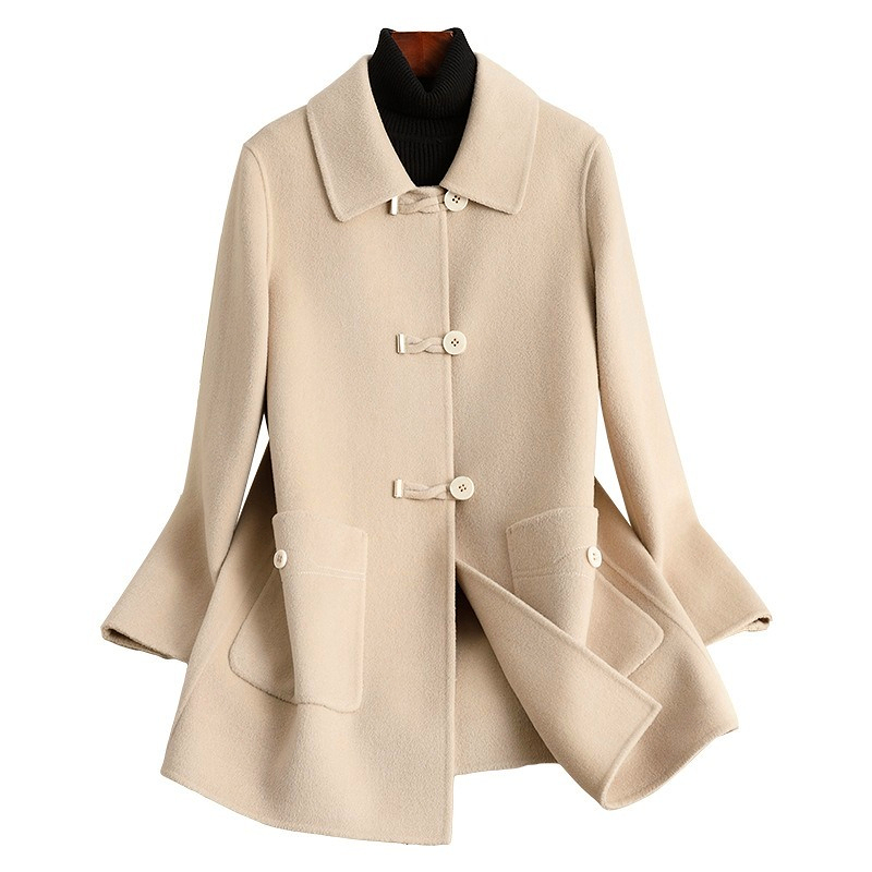 D3641 Double-faced fleece wool coat for women short 2024 autumn and winter new Chinese style mother's wear