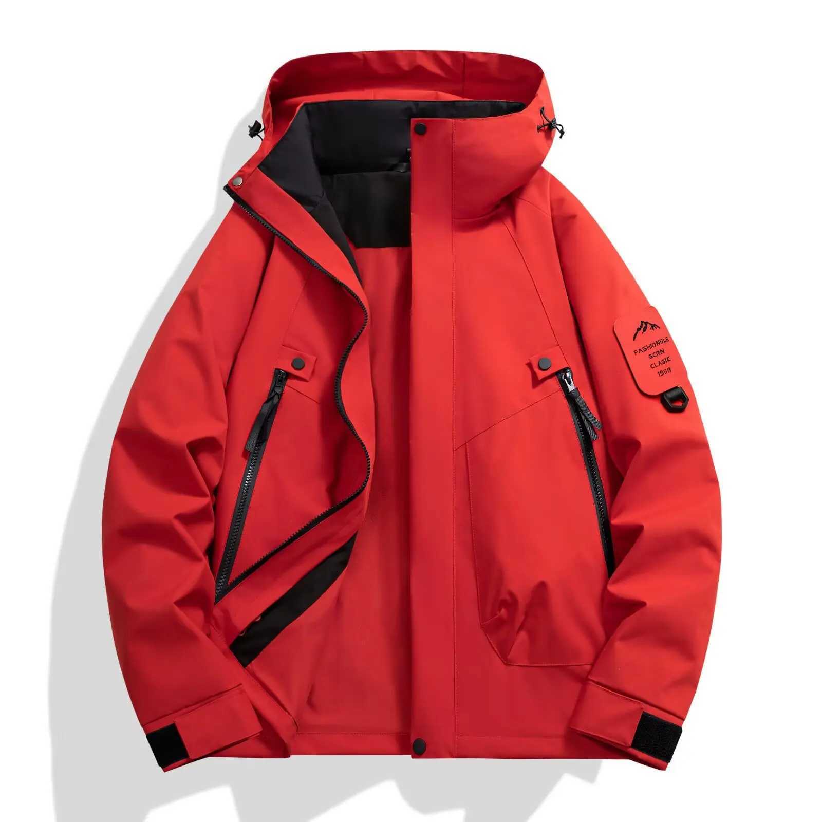 Mens Windproof Waterproof Outdoor Raincoat Spring Autumn Lightweight Hiking Hooded Casual Windbreaker Coat M260325