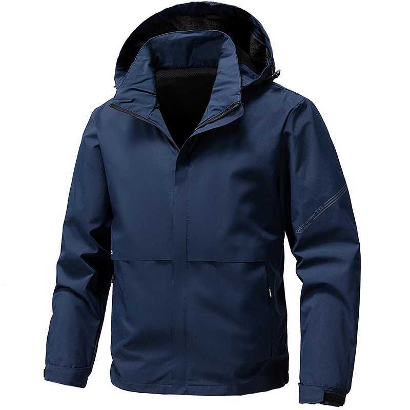 Men Outdoor Casual Sports Spring Autumn Waterproof Windproof Coat Detachable Hood Lightweight Hiking Trekking Softshell M260325