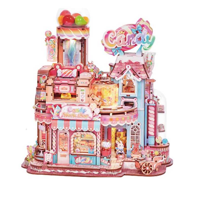 Candy Workshop 3D Wooden Puzzles Wooden Music Box Christmas Wooden Model Kits Build Gifts for Kids Adults Christmas Gifts X260325