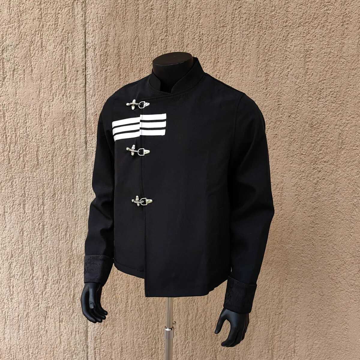 MWJLPWQ Stripes Design Jacket Male New Chinese Style Stand Collar Niche Streetwear Loose Texture Metal Buckle Vintage Tops 11159 C260325