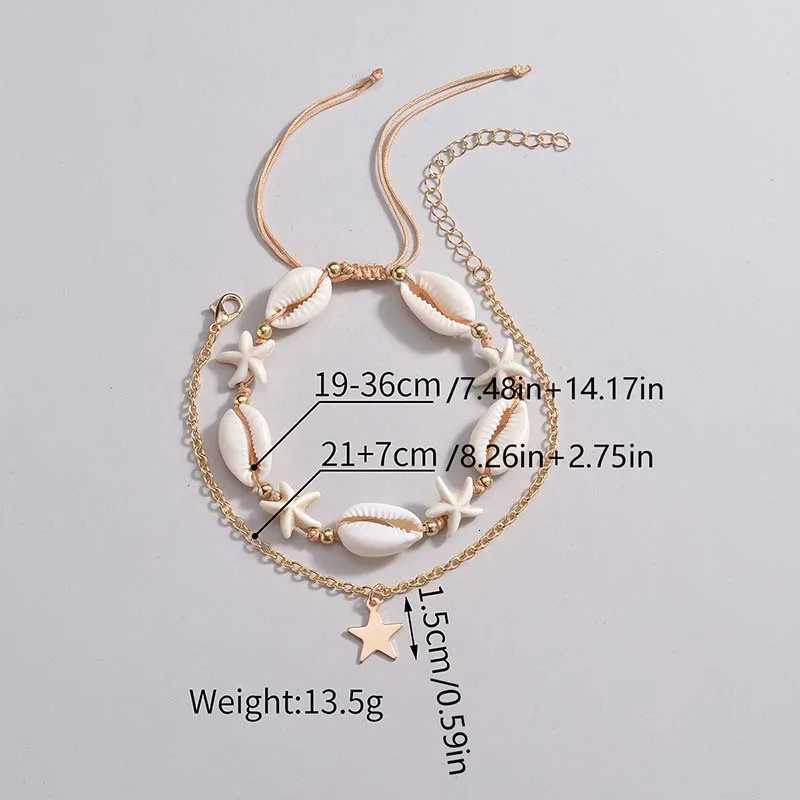 Boho Cowrie Shell Starfish Anklet for Women Multilayer Gold Chain Beach Foot Jewelry Summer Vacation Accessories H260325 - view 7